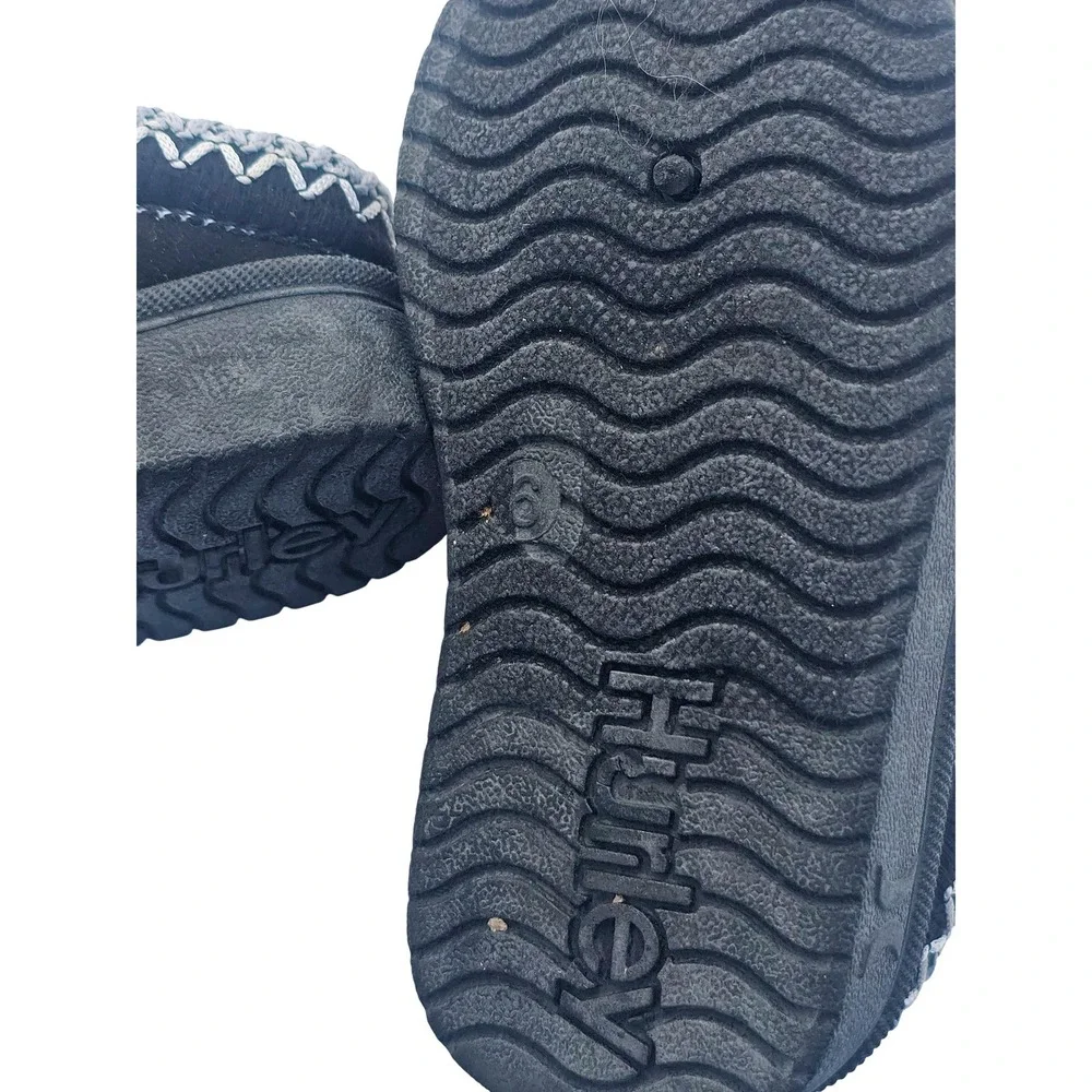 Hurley Kids Black Modi Slipper Boots Embroidered 6 Toddler Moccasin Fuzzy Cozy